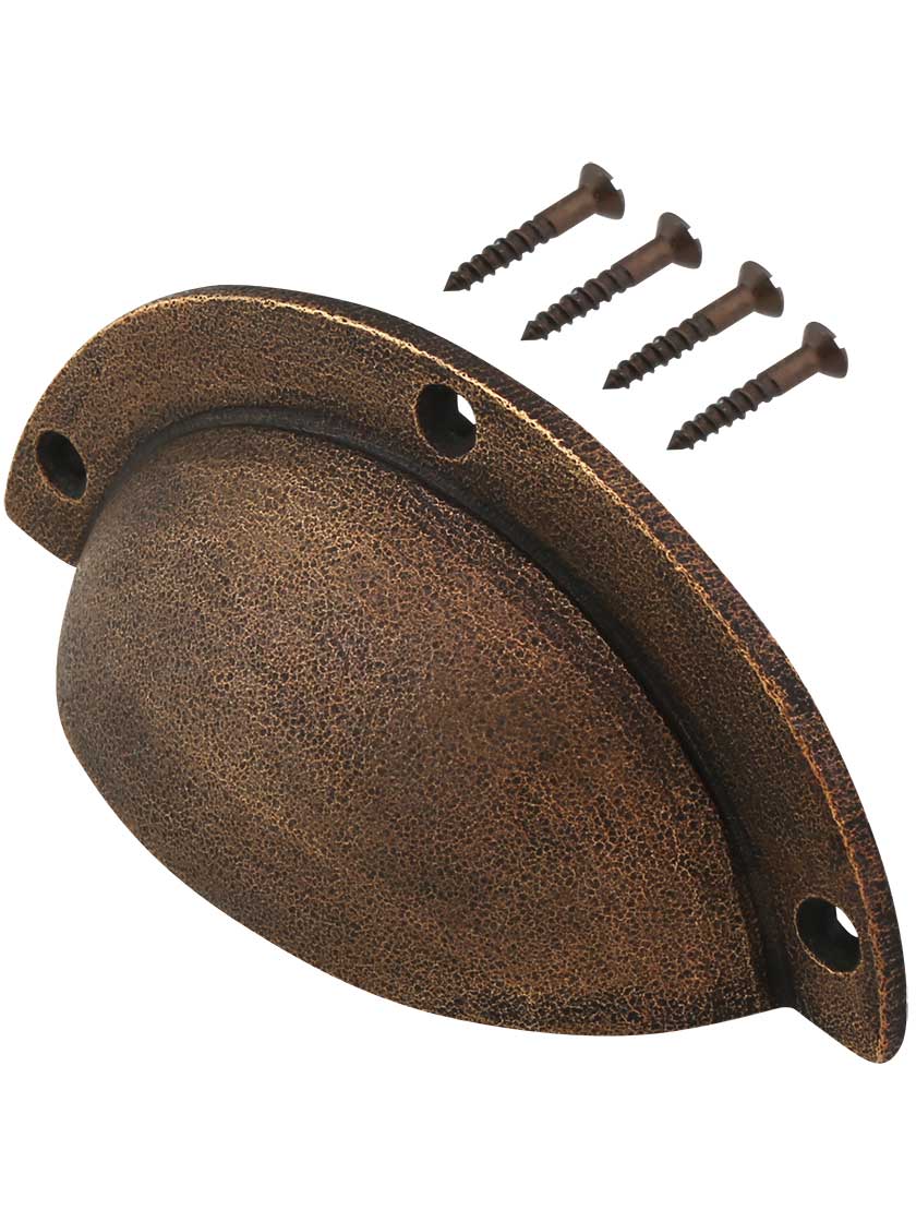 Cast Bronze Cup Pull With Weathered Antique Finish 3 3/16" Centerto
