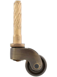 Solid Brass Stem Caster with 3/4" Brass Wheel in Antique-By-Hand