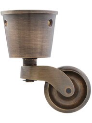 Solid Brass Round-Cup Caster with 1 7/16" Brass Wheel in Antique-By-Hand