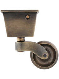 Brass Square Cup Caster with 1 7/16 inch Brass Wheel in Antique-By-Hand.