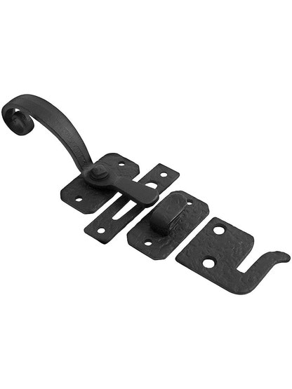 Colonial Iron Casement Latch Set with Lacquered Black Finish
