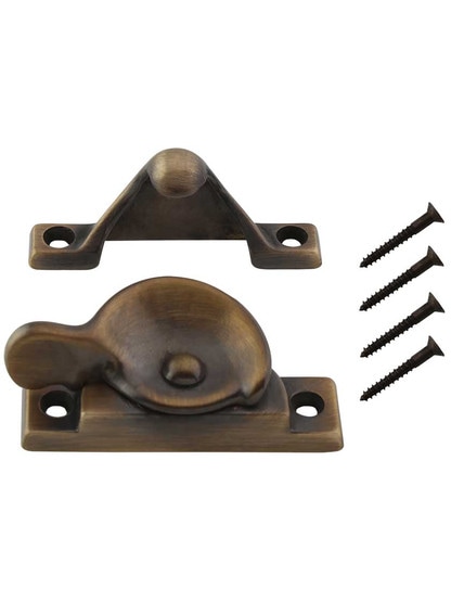 Alternate View 3 of Solid-Brass Crescent Sash Lock in Antique-By-Hand.