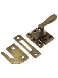 Large Solid-Brass Casement Latch In Antique-By-Hand