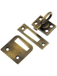 Solid Brass Casement Window Latch with Ring Handle in Antique-By-Hand
