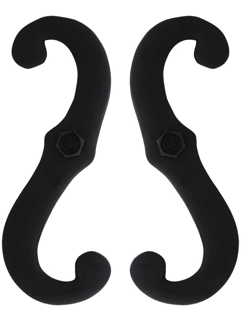 Pair of Cast Iron 6-Inch Scroll Shutter Dogs - Lag Mounted