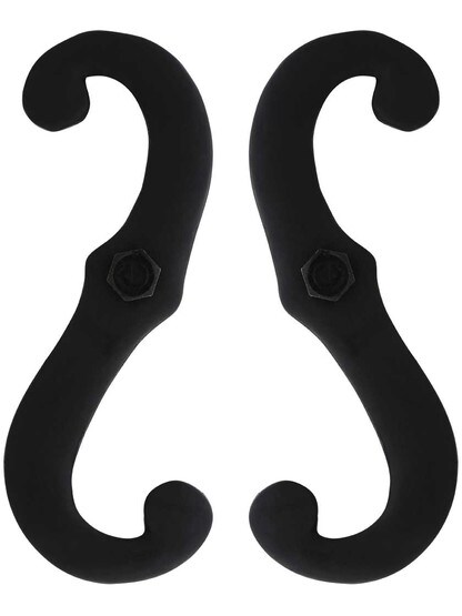 Alternate View of Pair of Cast Iron 6-Inch Scroll Shutter Dogs - Lag Mounted.