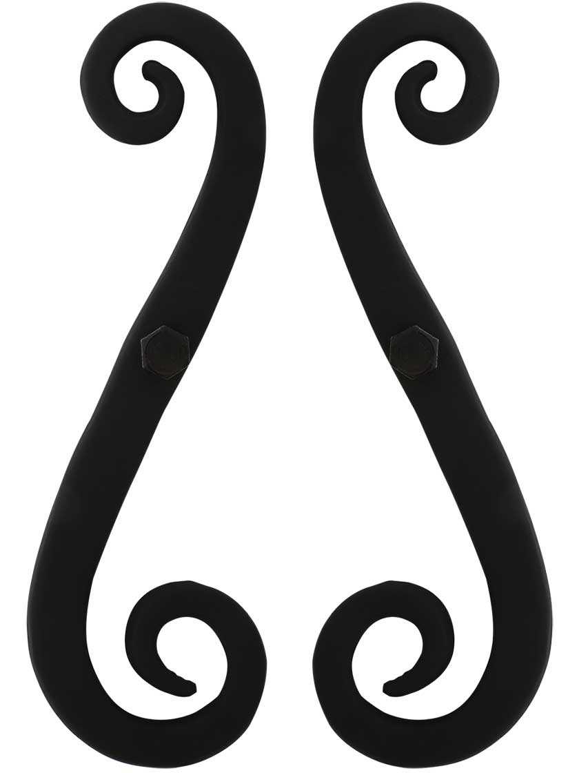 Pair of Cast Iron 8Inch Scroll Shutter Dogs Lag Mounted House of