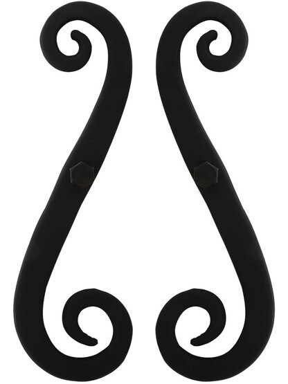 Alternate View of Pair of Cast Iron 8-Inch Scroll Shutter Dogs - Lag Mounted.
