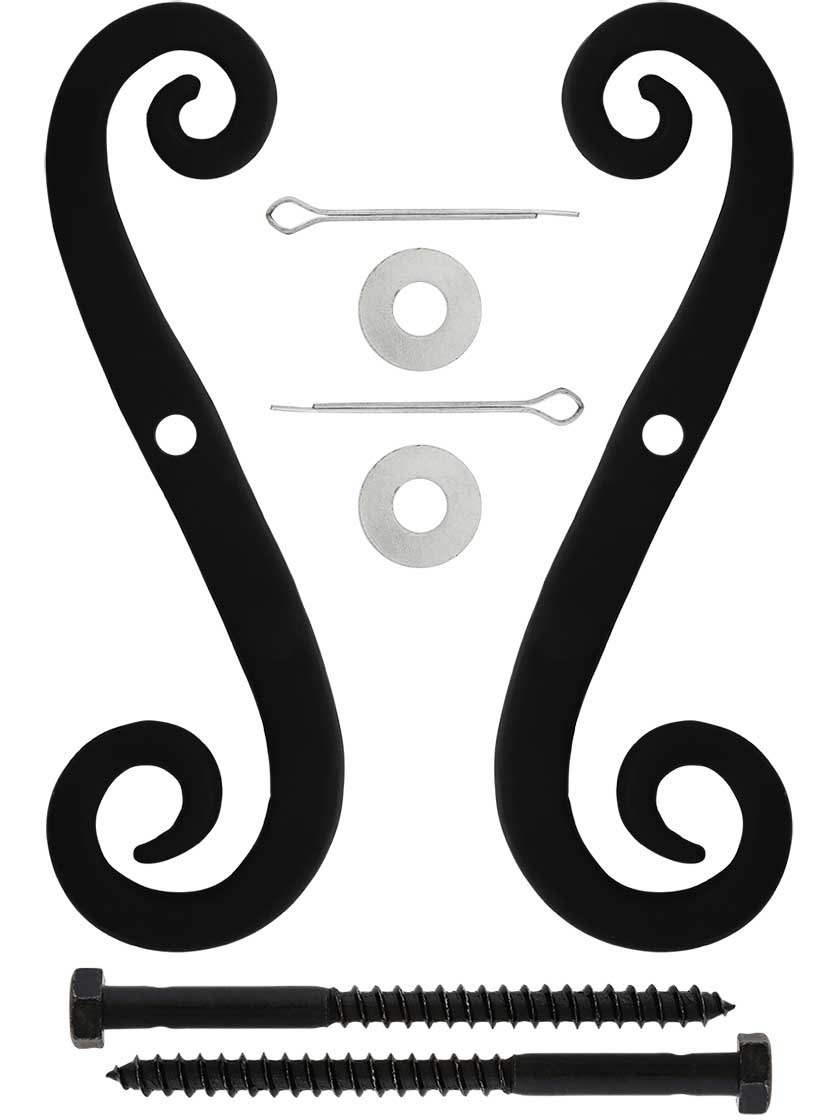 Pair of Cast Iron 8Inch Scroll Shutter Dogs Lag Mounted House of