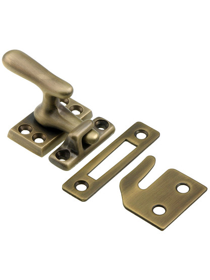 Solid Brass Casement Latch Set In Antique-By-Hand Finish