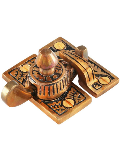 Oriental Pattern Sash Lock In Solid Bronze