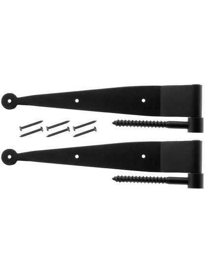 Alternate View 3 of Pair of 3/4-Inch Offset Galvanized Iron Shutter Strap Hinges With Lag Pintles.
