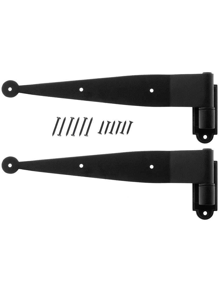 Pair of 3/4-Inch Offset Galvanized Iron Shutter Strap Hinges With Plate Pintles