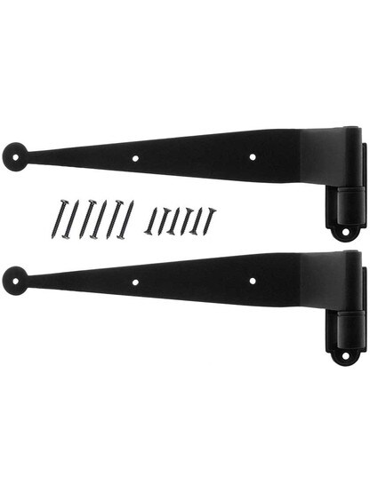 Alternate View 3 of Pair of 1 1/2-Inch Offset Galvanized Iron Shutter Strap Hinges With Plate Pintles.