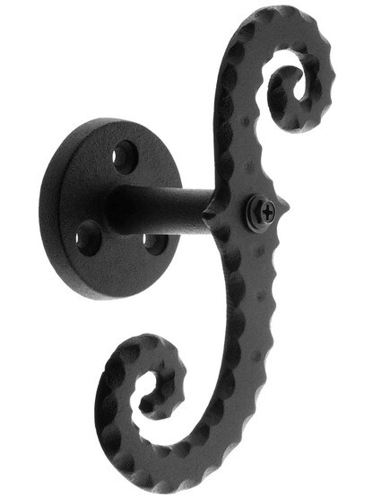 Pair of Galvanized Iron Scroll Shutter Dogs - Post Mounted.