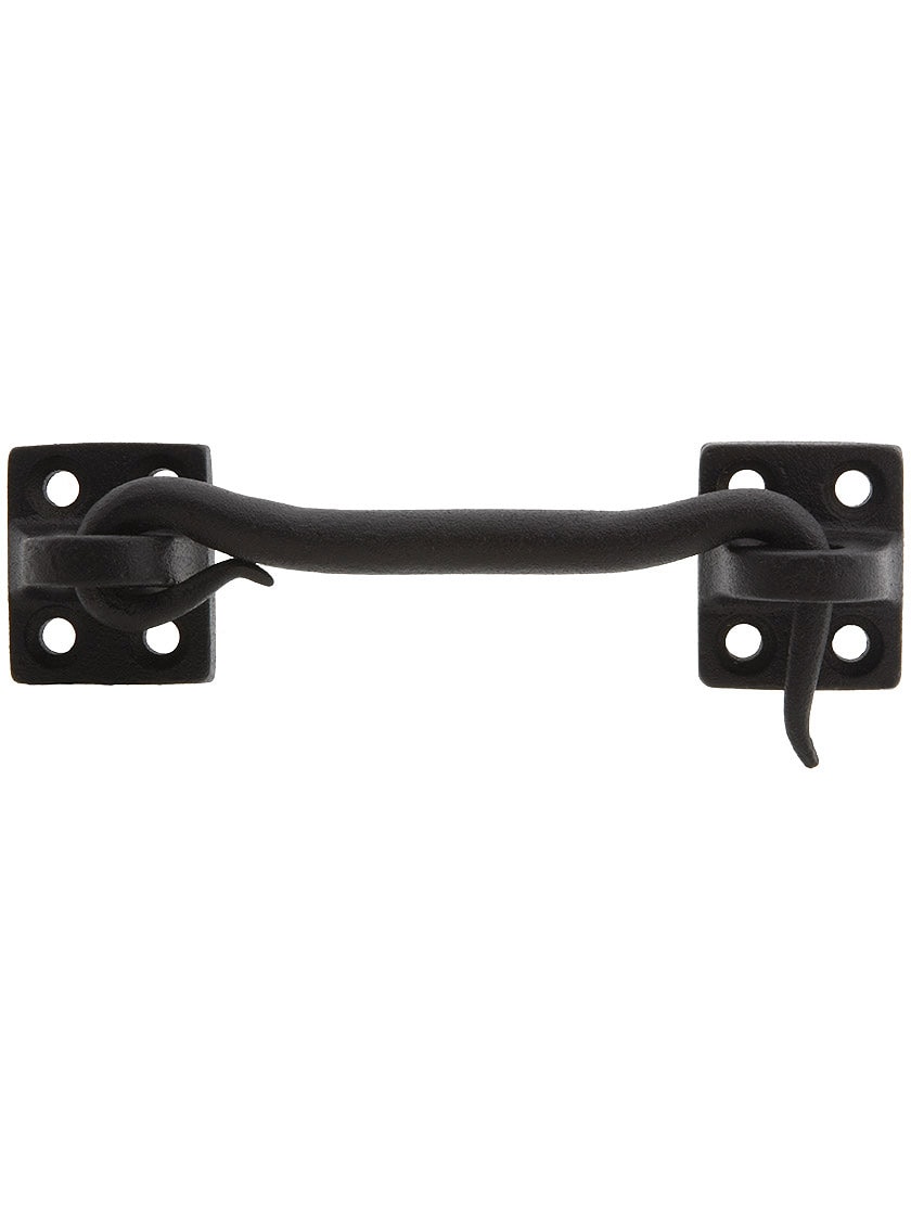 Galvanized Iron Hook & Eye With Black Powder-Coated Finish - in 4 Sizes