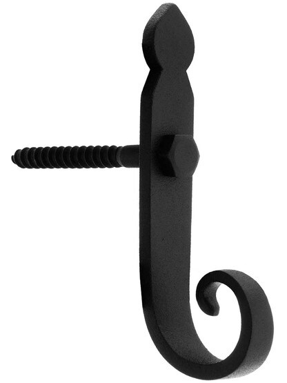 Pair of Galvanized Iron Rat Tail Shutter Dogs - Lag Mounted.