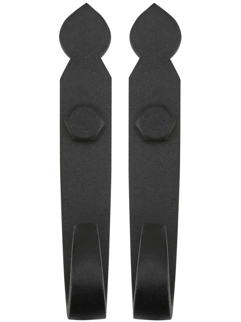 Pair of Galvanized Iron Rat Tail Shutter Dogs Lag Mounted House of