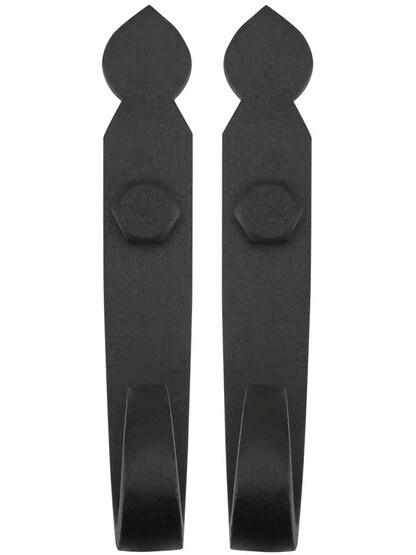 Alternate View of Pair of Galvanized Iron Rat Tail Shutter Dogs - Lag Mounted.