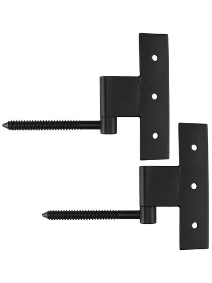Pair of Suffolk Style Stainless-Steel Middle Hinges with Lag Pintles - No Offset.