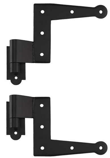 Pair of Stainless-Steel L Hinges with Plate Pintles - 1 3/4 inch Offset.