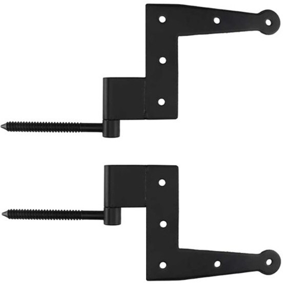 Pair of Galvanized-Steel L Hinges with Lag Pintles - No Offset.