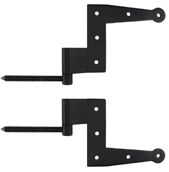 Pair of Suffolk Style Galvanized-Steel L Hinges with Lag Pintles - 1/2 inch Offset.