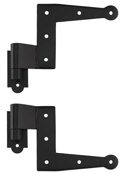 Pair of Suffolk Style Galvanized-Steel L Hinges with Plate Pintles - 3/4 inch Offset.
