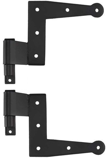 Set of Suffolk Style Stainless-Steel L Hinges with Narrow Plate Pintles - 3/4 inch Offset.