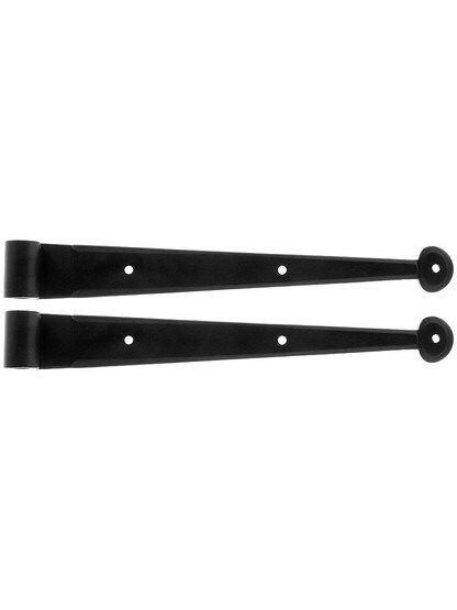 Pair of 12-Inch Galvanized Steel Suffolk Style Hinge Straps With 1-Inch Offset.