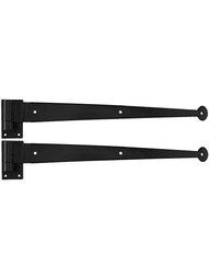 Pair of Suffolk Style Galvanized-Steel 18" Strap Hinges with Rectangular Plate Pintles - 1" Offset