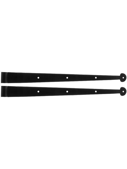 Pair of 18-Inch Galvanized Steel Suffolk Style Hinge Straps With 1-Inch Offset.