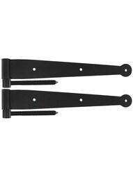 Pair of Stainless-Steel 12 inch Strap Hinges with Lag Pintles - No Offset.