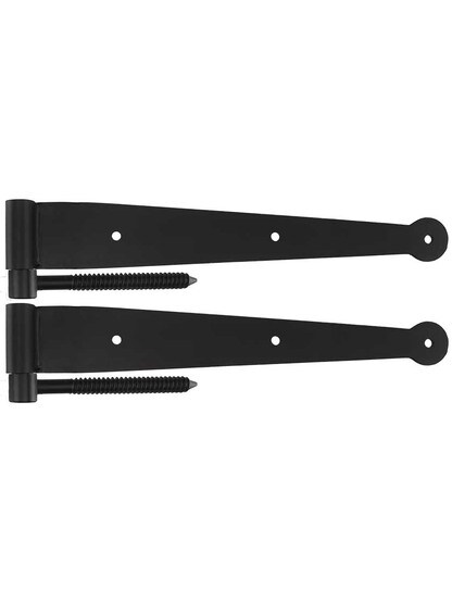 Pair of Stainless-Steel 12 inch Strap Hinges with Lag Pintles - No Offset.