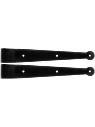 Pair of 12-Inch Stainless Steel Suffolk Style Hinge Straps with 1/2-Inch Offset