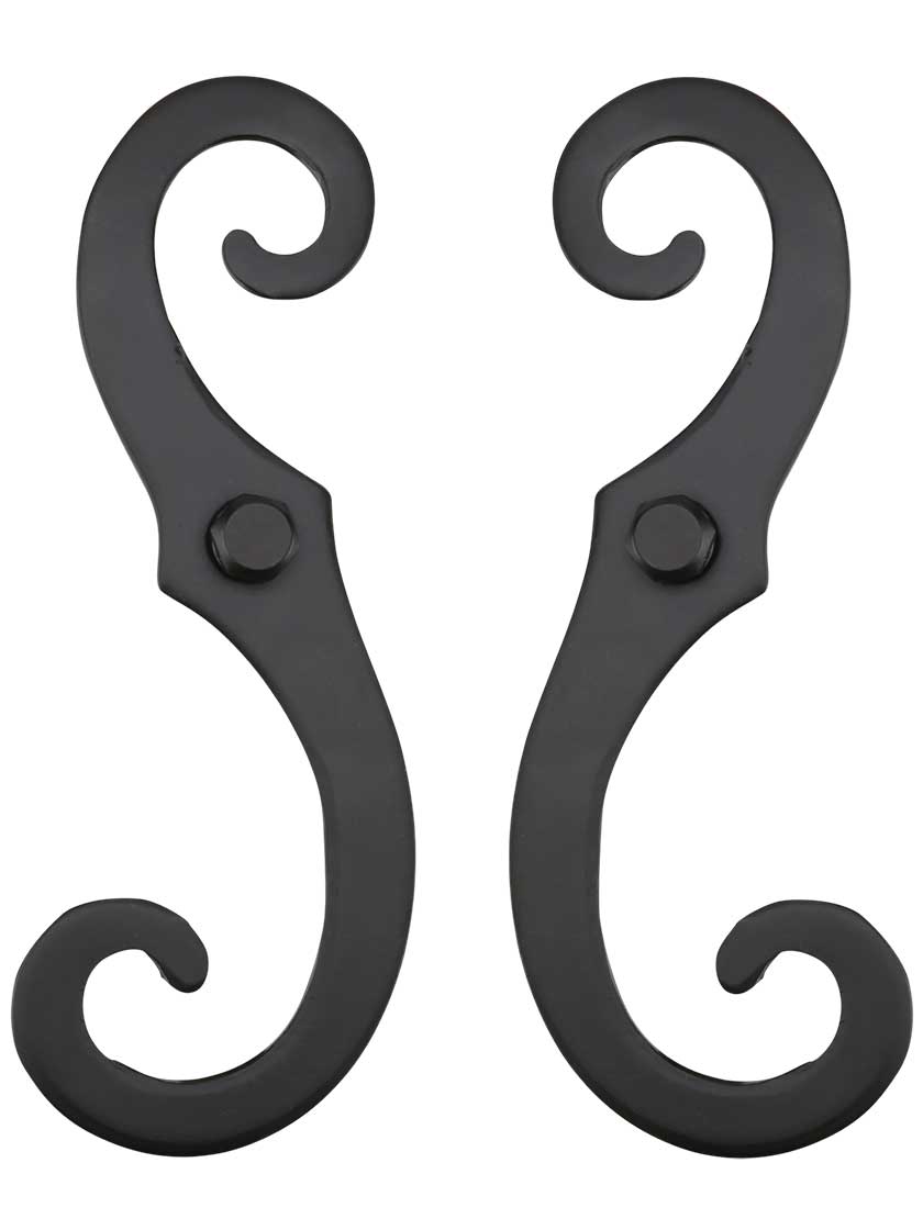 Pair of Stainless Steel Scroll Design Shutter Dogs Lag Mounted