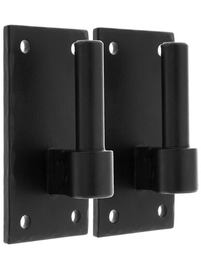 Pair of 1/2 inch Diameter Galvanized Steel Rectangular Base Pintles With 1 inch Offset