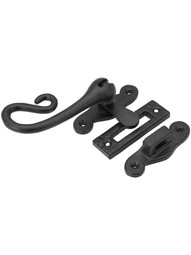 Cast Iron Rat Tail Casement Latch With Black Powder-coated Finish