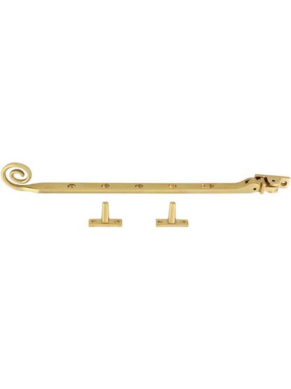 Alternate View 2 of Solid-Brass Casement Stay with Curly Handle - 11 1/2 inch.