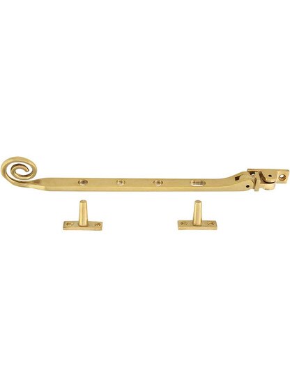 Alternate View 2 of Solid-Brass Casement Stay with Curly Handle - 9 1/2 inch.