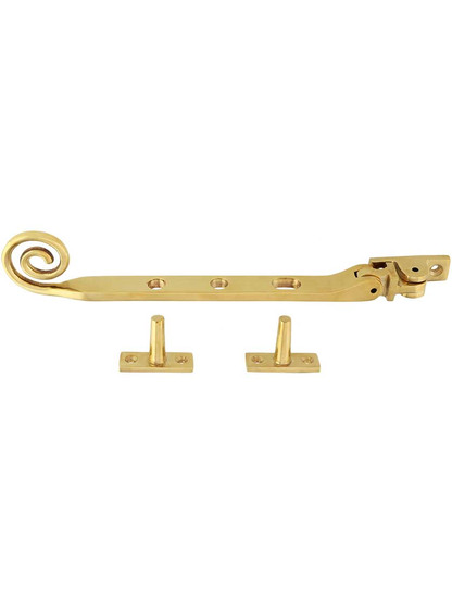 Alternate View 2 of Solid-Brass Casement Stay with Curly Handle - 7 1/2 inch.