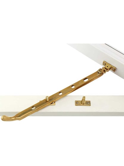 Alternate View 3 of Solid-Brass Casement Stay with Bulb Handle - 11 1/2 inch.
