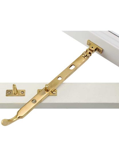 Alternate View 3 of Solid-Brass Casement Stay with Bulb Handle - 9 1/2 inch.