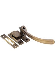 Solid-Brass Casement Latch with Bulb Handle in Antique-By-Hand