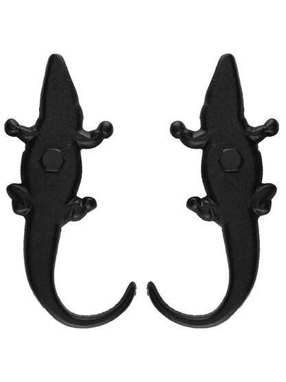 Alternate View of Pair of Alligator Shutter Dogs - Lag Mounted.