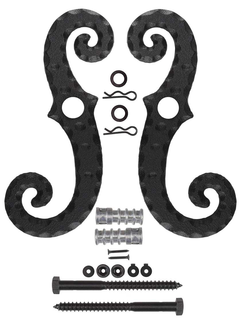 Pair of 6" CastIron Shutter Dogs with Mounting Hardware House of