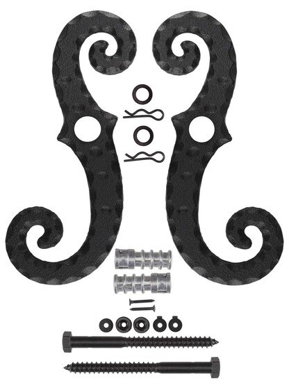 Alternate View 2 of Pair of 6 inch Cast-Iron Shutter Dogs with Mounting Hardware.