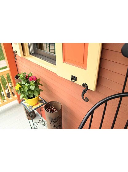 Alternate View 3 of Pair of 6 inch Cast-Iron Shutter Dogs with Mounting Hardware.