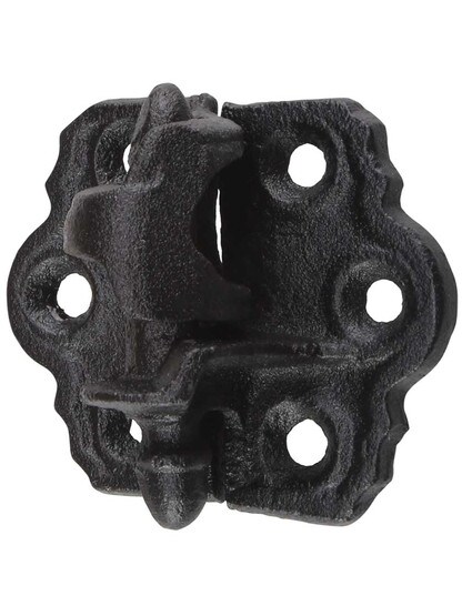 Alternate View of Set of Clarks Tip Black Cast-Iron Shutter Hinges with 1 1/4 inch Throw.