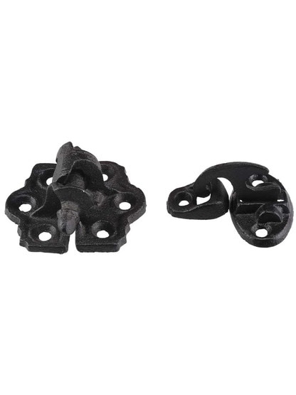 Alternate View 2 of Set of Clarks Tip Black Cast-Iron Shutter Hinges with 1 1/4 inch Throw.